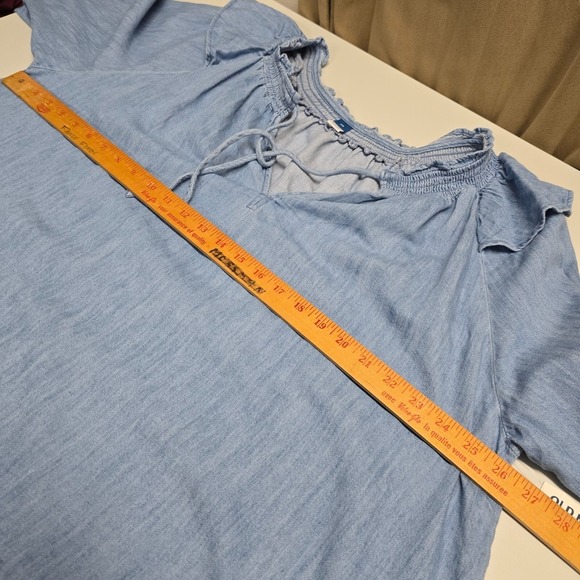 Old Navy Shirt Womens 2X Blue Long Sleeve Denim Cotton Cowgirl Boho Peasant - Picture 9 of 12